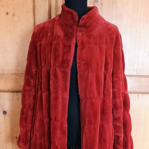 Nerazzurri Long Quilted Faux Fur Coat Warm Red! - Picture 1 of 6